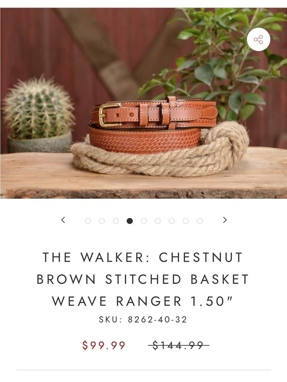 Amish made Belts Walker Classic Brown Leather Men’s Belt with Brass Buckle